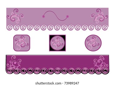 Two  Decorative Purple  Banner  or Website Headliner and Buttons eps 10 with gradient.