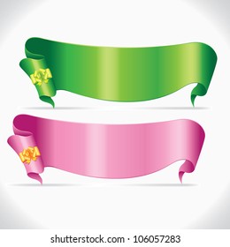 Two decorative ribbons with bows as place for your text