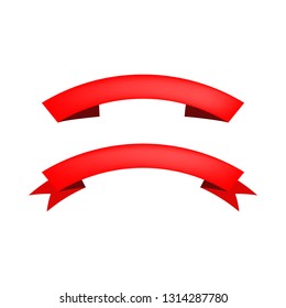 Two decorative ribbons illustration. Grand opening, red band, shopping. Decoration concept. Vector illustration can be used for topics like celebration, decorative elements