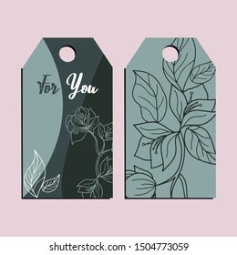 Two decorative vector hand drawn acacia labels. Useful for print shop, floer shop, cloth tag, hot offer, advertising company, gift decoration.
