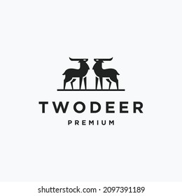 Two Deer logo icon flat design template 
