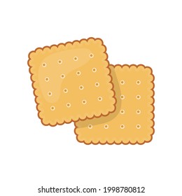 Two delicious biscuit. Yummy crackers, isolated on white background. Top view biscuit cookie. Vector illustration