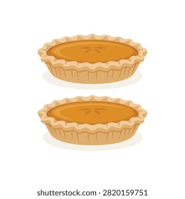 Two delicious golden brown baked pies isolated on white background, for food and, bakery concepts culinary