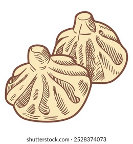 two delicious khinkali vector illustration