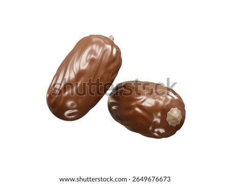 Two delicious, shiny dates icon rendering 3d illustration