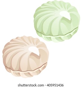 Two delicious zephyr isolated on white background. Vector illustration.