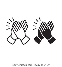 Two depictions of clapping hands one outlined and one filled in black