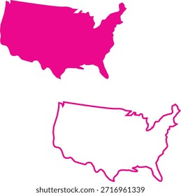 Dos representaciones de los Estados Unidos: una versión rosa sólida y una versión de contorno rosa.
