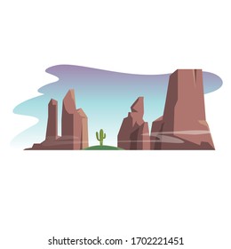 two desert mountains and cactus