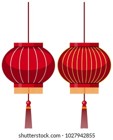 Two designs of chinese lantern in red illustration