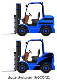 Two designs on blue forklifts illustration