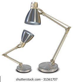 Two desk lamps, isolated object on white background