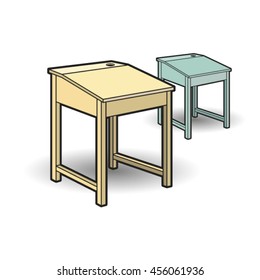 two desks in beige & blue-vector drawing 