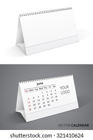 Two desktop calendar realistic  template with example mont and space for logotype. Vector illustration