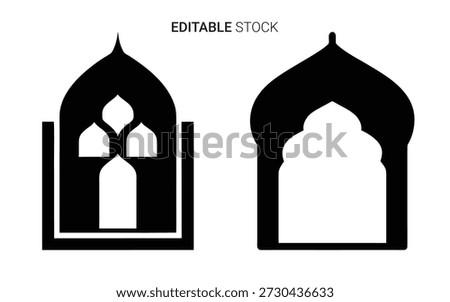 Two detailed archway illustrations, notable for their elegant, black silhouette style.