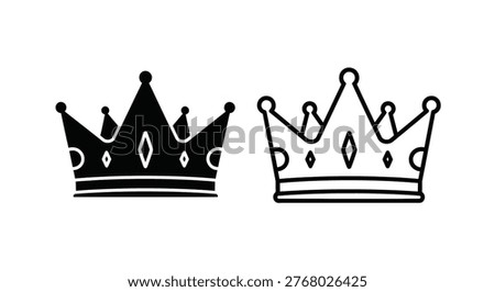 Two detailed crowns are presented as clean, bold silhouettes, emphasizing their regal form.
