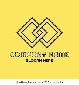 zwei Diamantenketten zusammen Logo. Modernes erstes Vektorlogo. flaches Logo-Design