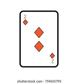 two of diamond poker card casino icon