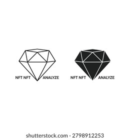 Two diamond shapes with the words nft and analyze written below them clear cut well defined