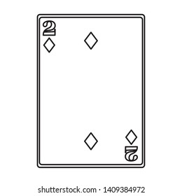 two of diamonds card icon cartoon black and white vector illustration graphic design