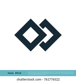 Two Diamonds Chain Connected Icon Vector Logo Template Illustration Design. Vector EPS 10.