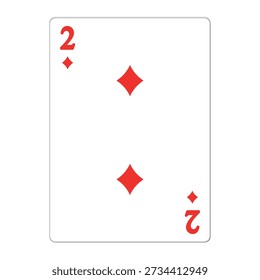 Dos de diamantes. Tarjeta de juego con Elementos de oro. Iconos de Casino. Pictogramas que representan diferentes trajes. Ilustración vectorial. Diseño plano para Elementos visuales modernos.