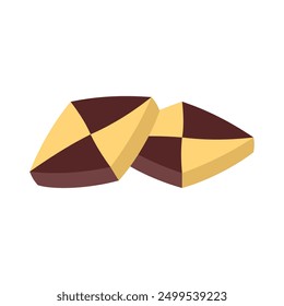 Two diamondshaped cookies in brown and yellow, perfect for bakery menus, food blogs, or social media posts about desserts.