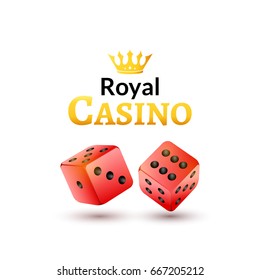 Two dice casino gambling template concept. Dice vector design isolated on white. Casino background.