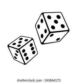 Two Dice Cubes on White Background. Vector Illustrations