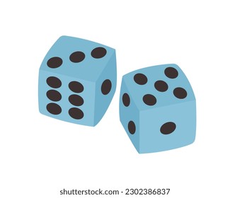 Two dice doodle icon. Gambling symbol. Playing cube chips. Vintage trendy y2k patch or sticker.