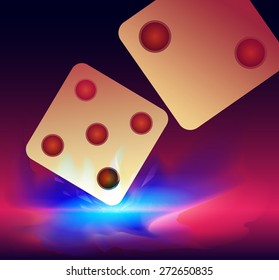 Two dice with an explosion of blue energy vector file include