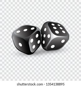 Two dice. To gamble or gambling in craps. Vector icon for casino apps and websites on transparent backdrop. 