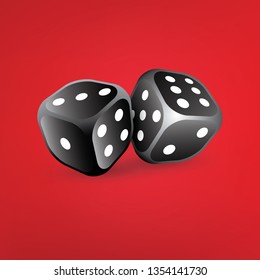 Two dice. To gamble or gambling in craps. Vector icon for casino apps and websites on red backdrop.