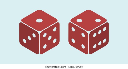 Zwei Würfel zum Spielen oder Spielen in Craps flache Vektorillustration Symbol für Casino-Apps und Websites