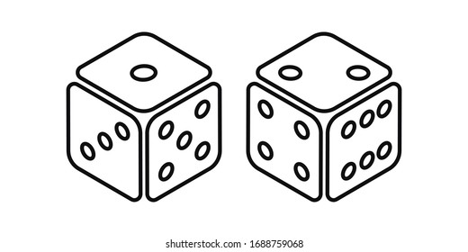 Dos dados para jugar o apostar en craps un icono de vector plano para aplicaciones de casino y sitios web