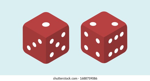 Two dice to gamble or gambling in craps flat vector icon for casino apps and websites