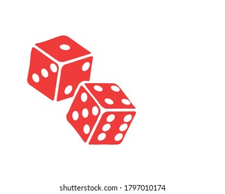 Two dice to gamble or gambling in craps flat vector icon for casino apps and websites white background illustration
