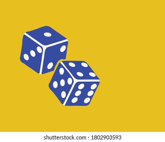 Two dice to gamble or gambling in craps flat vector icon for casino apps and websites white background illustration