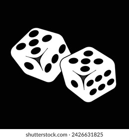 Two dice to gamble or gambling in craps flat vector icon for casino apps and websites.