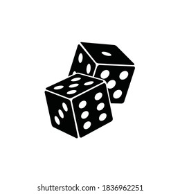 Two Dice icon. casino symbol isolated on White Background, gambling game business concept, Vector Illustration