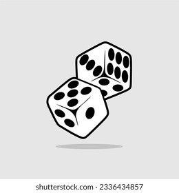 Two Dice icon. casino symbol isolated on grey Background, gambling game business concept, Vector Illustration