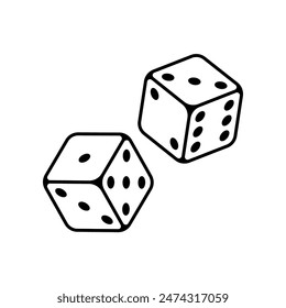 Two dice line icon isolated on white background.