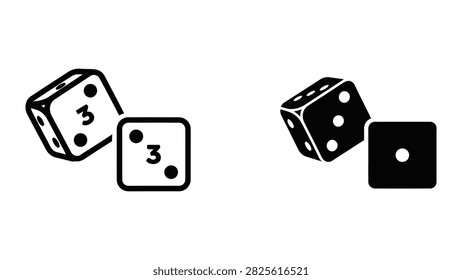 Two dice showing numbers isolated on transparent background as a high quality vector graphic illustration