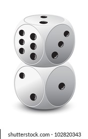 two dice stand on each other