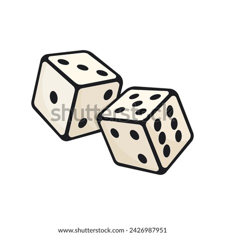 Two dice vector illustration, casino dices, gamble dice, board game dices	
