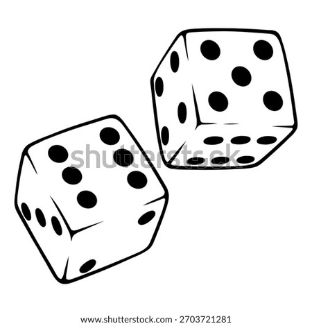 two dice vector line art drawing illustration