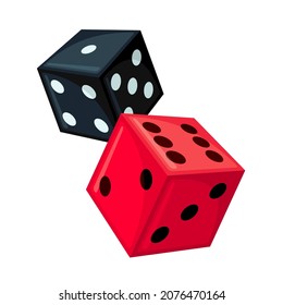 Two dices black and red isolated on white background.