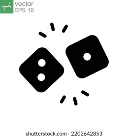 Dos cubo de Dices, icono de dados sólido. apuesta o juego para equipos de casino. doble círculo de suerte para el jugador de juego. Estilo moderno para plantilla web, aplicación. ilustración vectorial. Diseño en fondo blanco EPS 10