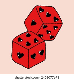 Dos prejuicios con corazones. Concepto el día de San Valentín. Vector en mano