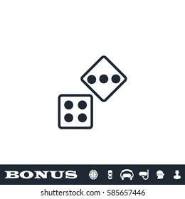 Two Dices icon flat. Black pictogram on white background. Vector illustration symbol and bonus button